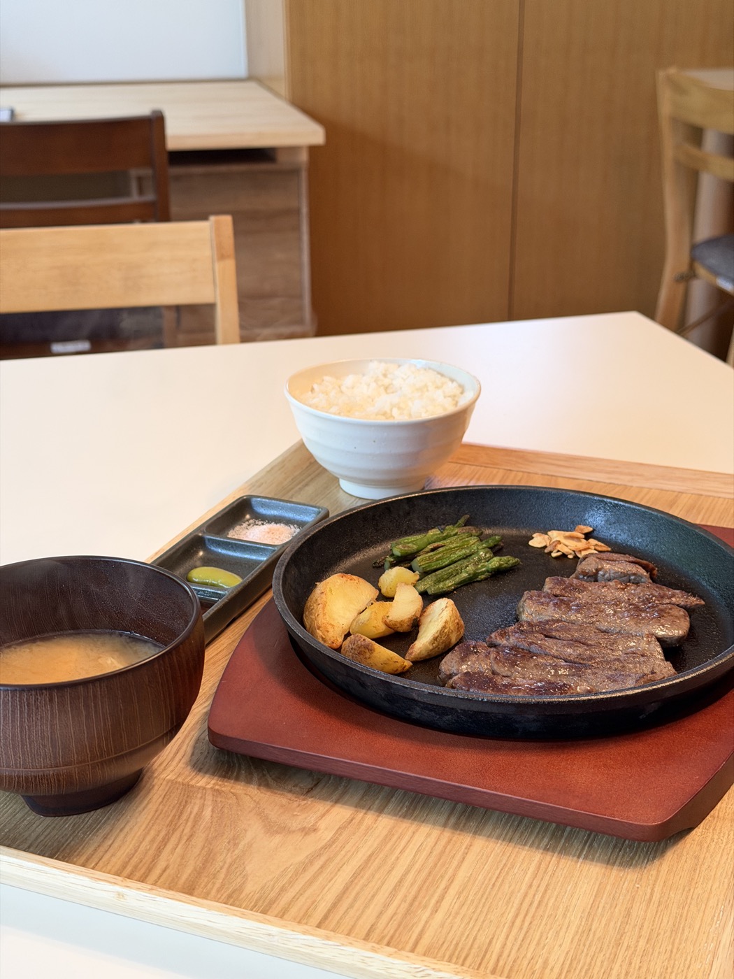 Japanese Beef Steak Set with rice and miso soup